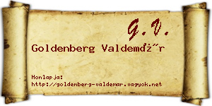 Goldenberg Valdemár névjegykártya